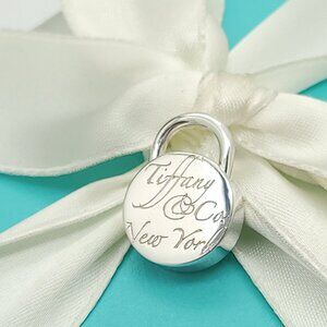 Rare Tiffany & Co. Sterling Silver New York Round Padlock Charm Pendant